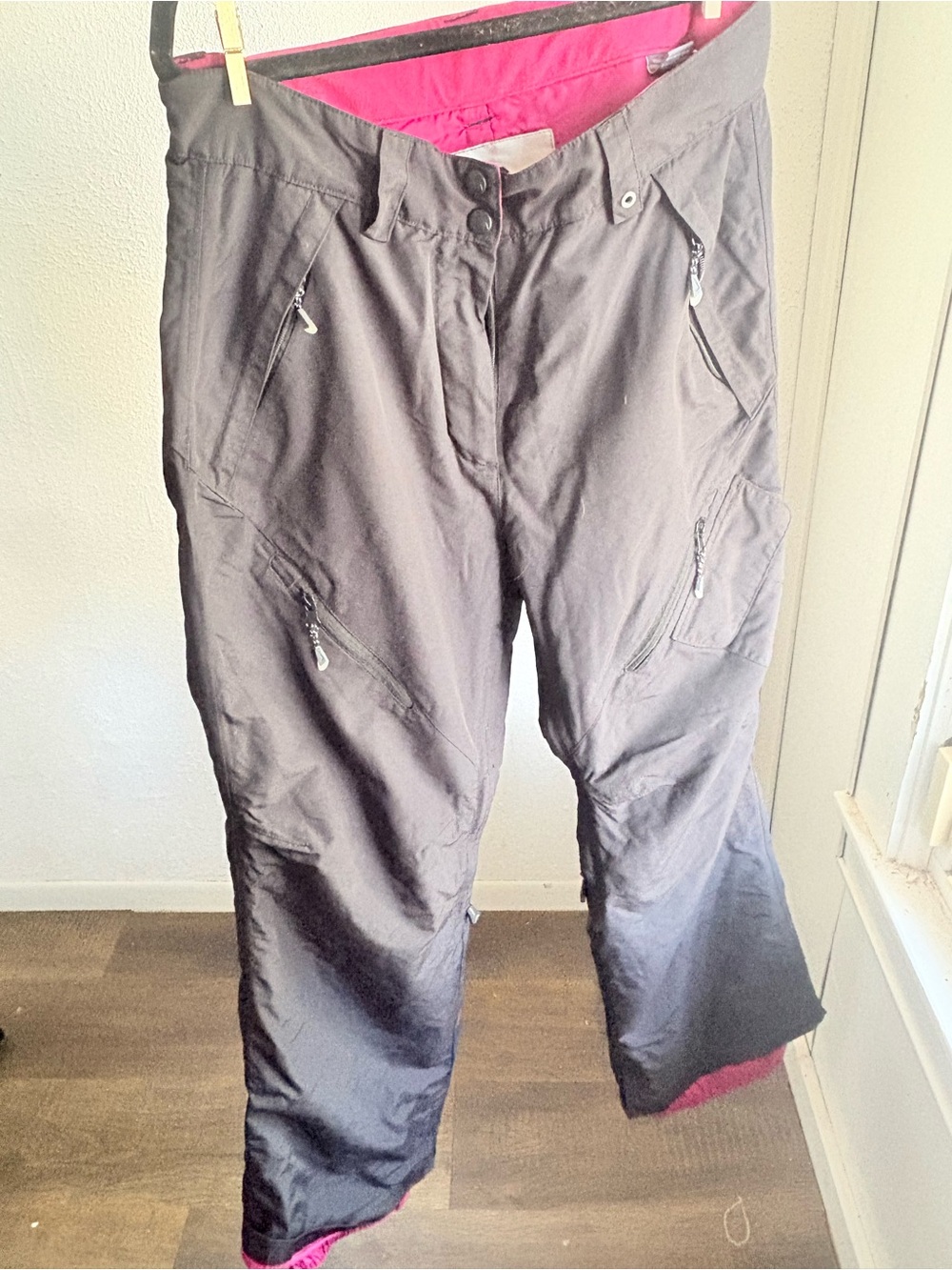 Women’s Black Ski Pants with Pink Lining